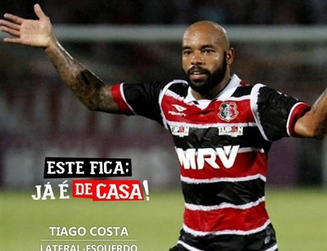 Lateral Tiago Costa renova contrato com o Santa Cruz até o fim de 2017