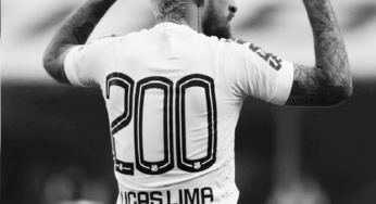 Lucas Lima alcança 200 jogos pelo Santos.