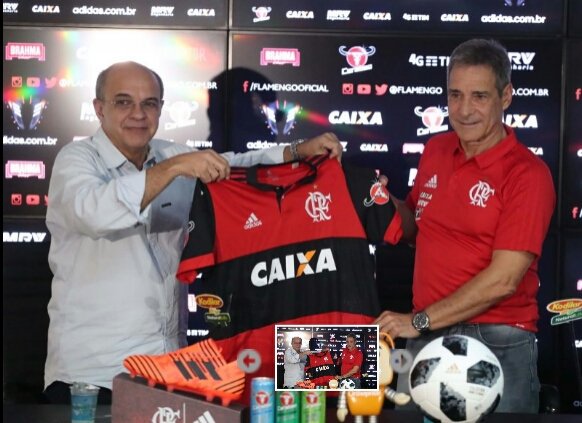 Na apresentação de Carpegiani, Bandeira de Melo falou sobre Adriano e Rodrigo Caetano, falou sobre reforços