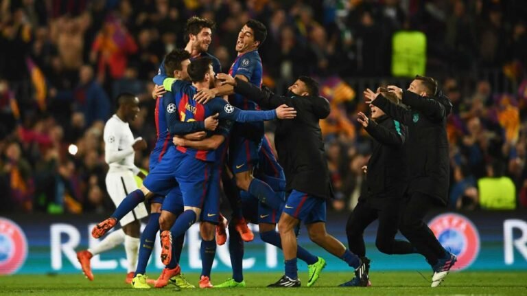 Jogadores do Barcelona comemorando