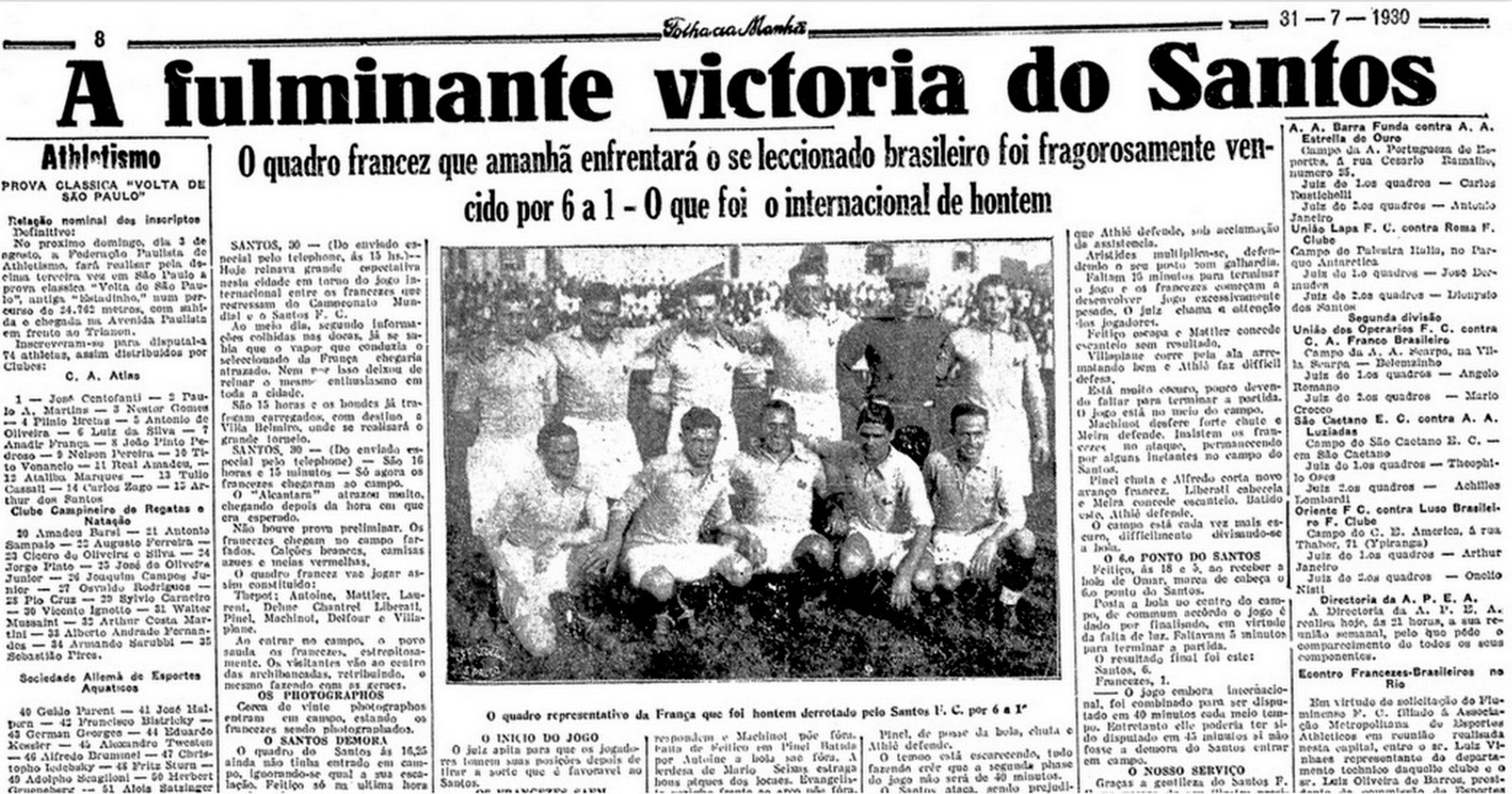 O dia em que os franceses acharam que o Santos era a Seleção Brasileira