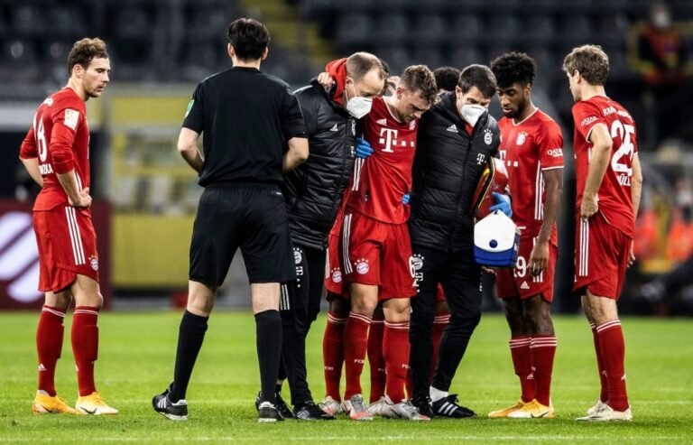 Bayern descarta a possibilidade de ruptura do ligamento cruzado de Kimmich; alemão ainda deve ficar fora por ‘várias semanas’