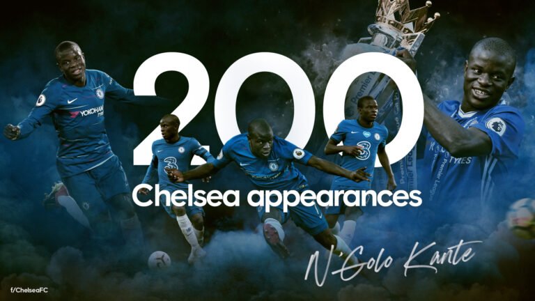 Kanté bate 200 jogos com a camisa do Chelsea