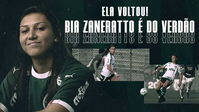 Palmeiras anuncia a volta de Bia Zaneratto ao time feminino