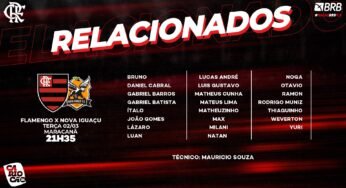Flamengo divulga lista de relacionados para a partida contra Nova Iguaçu