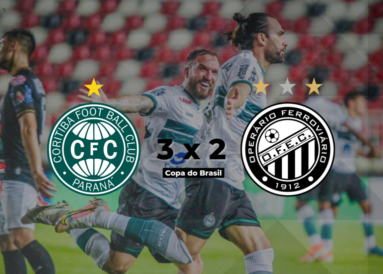 Coritiba vence o Operário por 3×2 e se classifica para a 3ª fase da Copa do Brasil