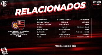 Flamengo divulga lista de relacionados para a partida contra o Madureira