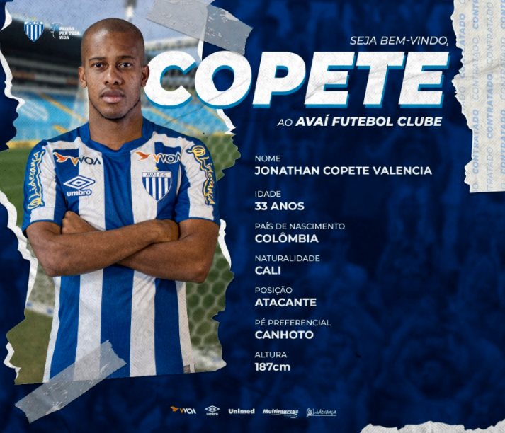Avaí anuncia contratação de Copete para a sequência da temporada
