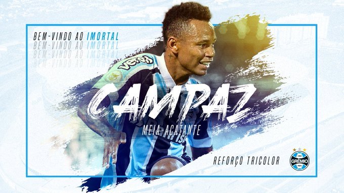 Grêmio anuncia o colombiano Jaminton Campaz