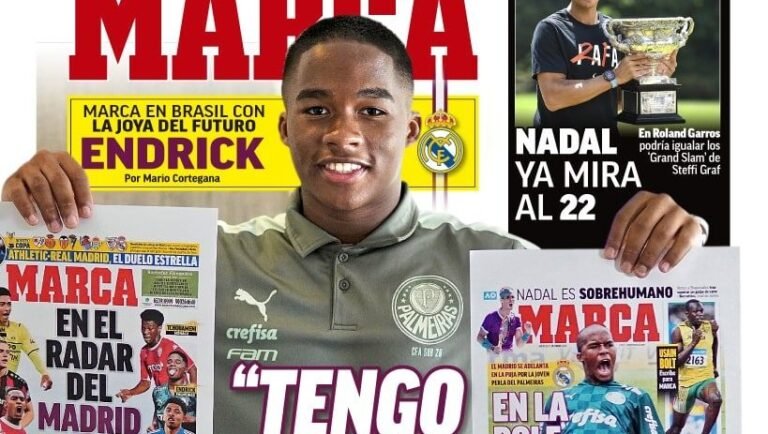 Endrick estampa capa de principal jornal espanhol revelando ‘carinho’ pelo Real Madrid