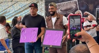 Gabigol e Nunes são homenageados na Calçada da Fama do Maracanã