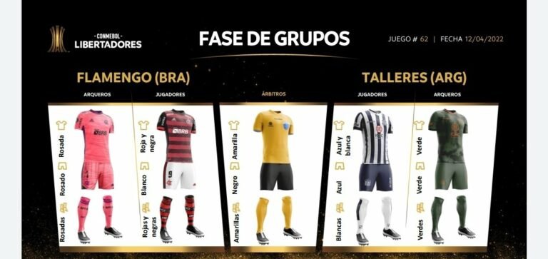 Conmebol divulga uniformes de Flamengo e Talleres para partida desta terça