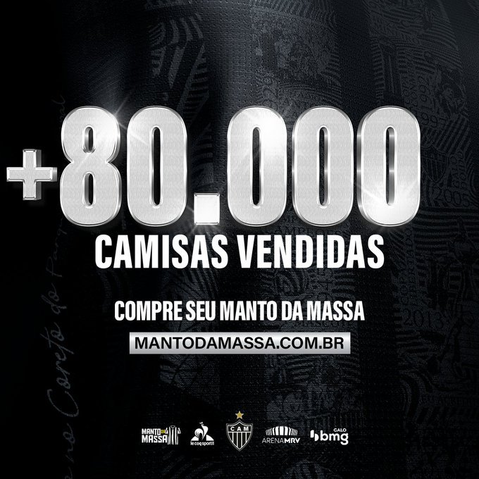 Atlético Mineiro chega a 80 mil camisas vendidas em 24 horas do Manto da Massa
