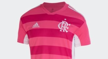 Vaza imagem da camisa do Flamengo em homenagem ao Outubro Rosa