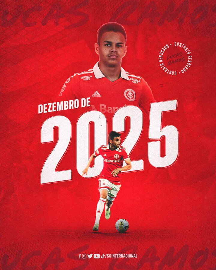 Internacional renova o contrato de jovem meio-campista