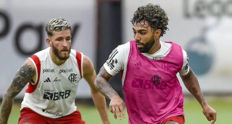 Gabigol e Léo Pereira dispensam folga, e treinam neste domingo mirando ‘decisão’ contra o Athletico